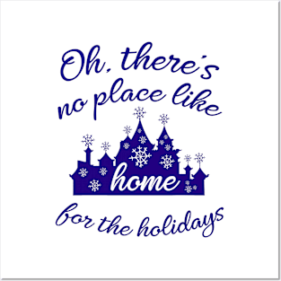 Castle Home for the Holidays in blue - Posters and Art